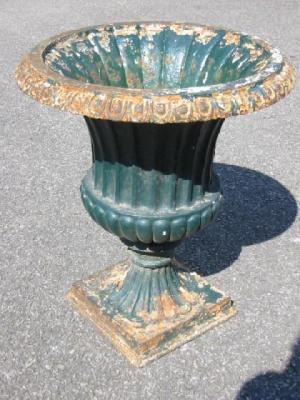 Appraisal: A VICTORIAN CAST IRON GARDEN URN of fluted campana form