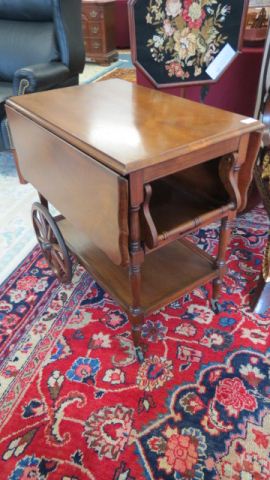 Appraisal: Mahogany Tea Cart drop sides with drawer