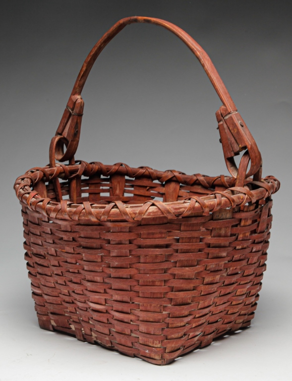 Appraisal: AMERICAN PAINTED BASKET Late th-early th century Woven splint with