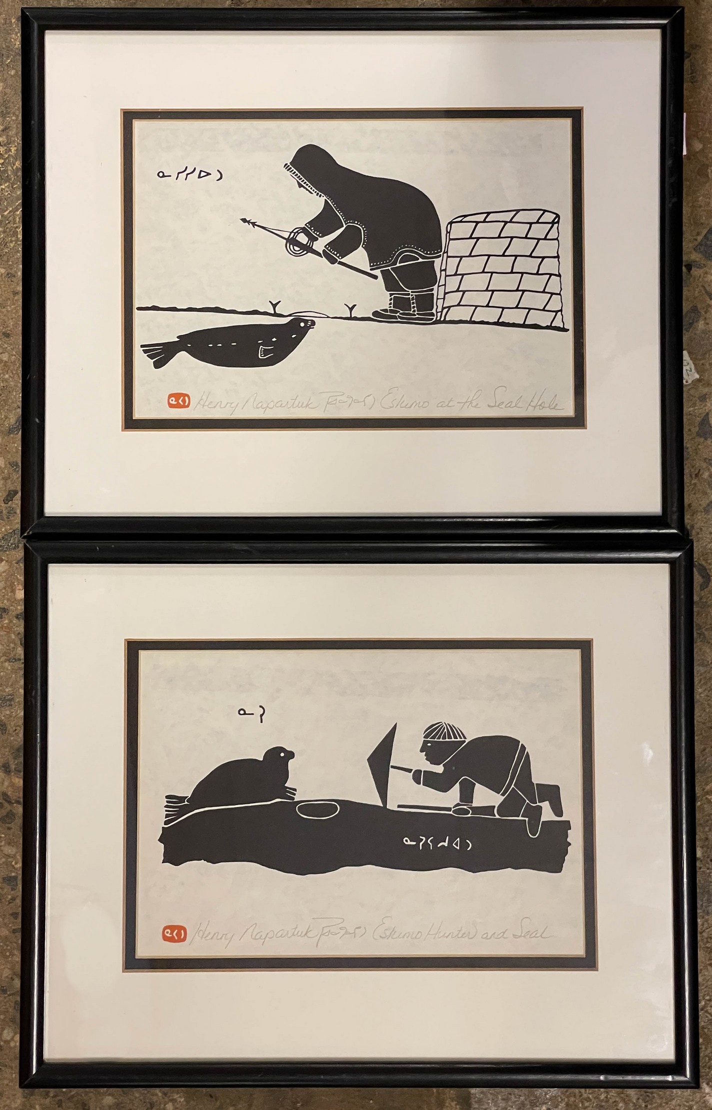 Appraisal: Pair of Henry Napartuk Inuit - stone cut prints -