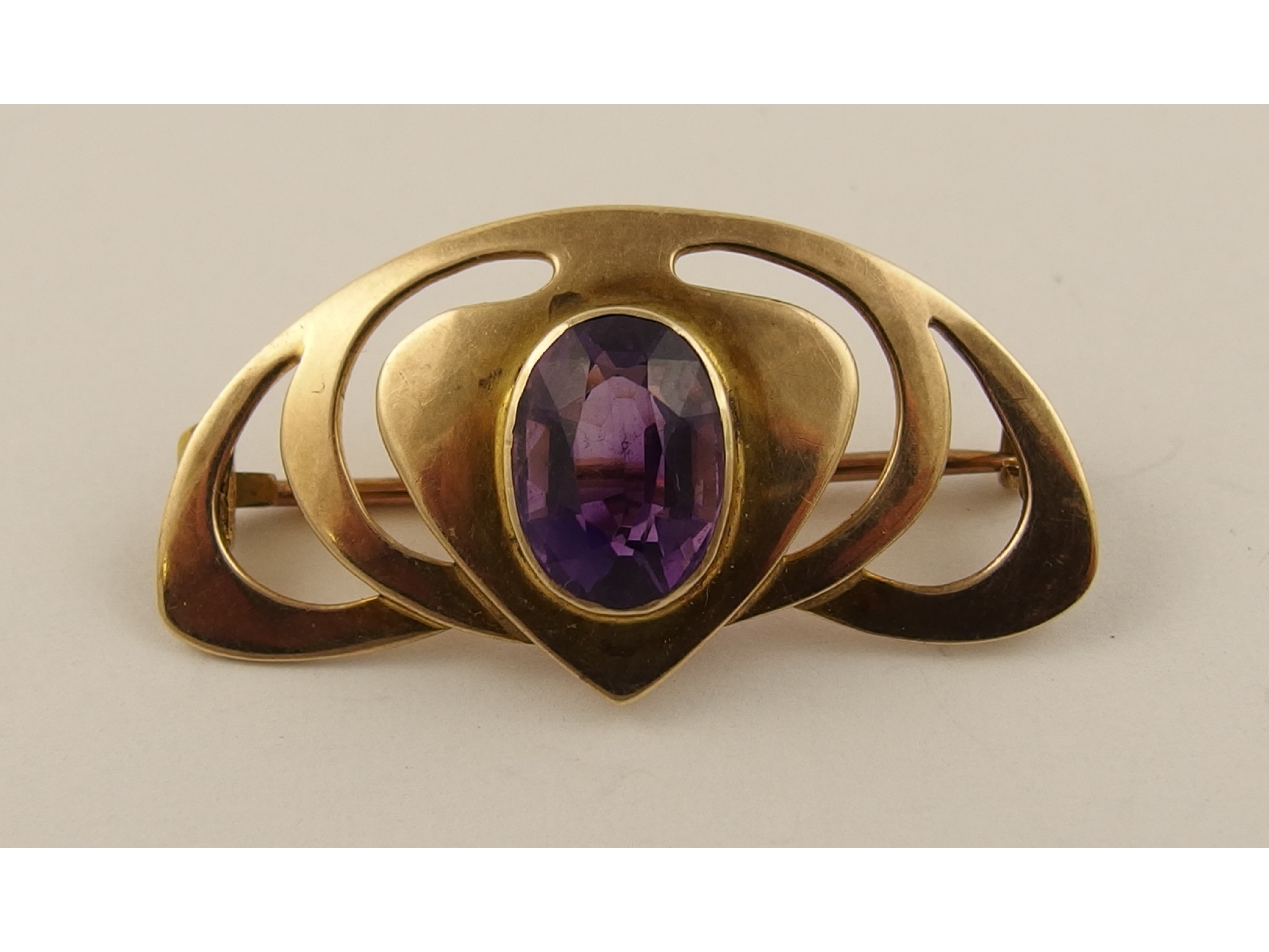 Appraisal: A ct Art Nouveau broochset with an amethyst approx mm