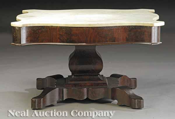 Appraisal: An American Carved Mahogany and Marble Low Table c the