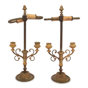 Appraisal: A Pair of French Gilt Bronze Two-Light Candelabra Mounted as