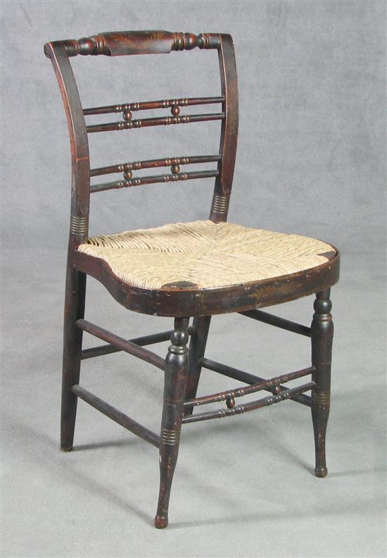 Appraisal: Sheraton Fancy Chair Circa Ball and spindle back with pillow