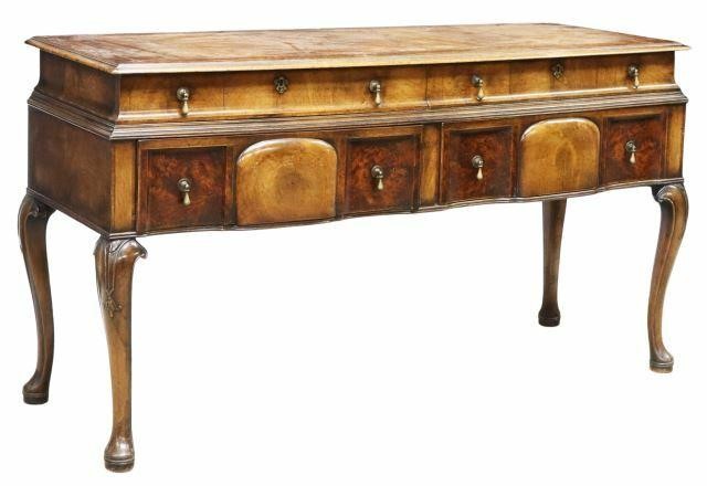 Appraisal: English Georgian style walnut sideboard early th c figured rectangular