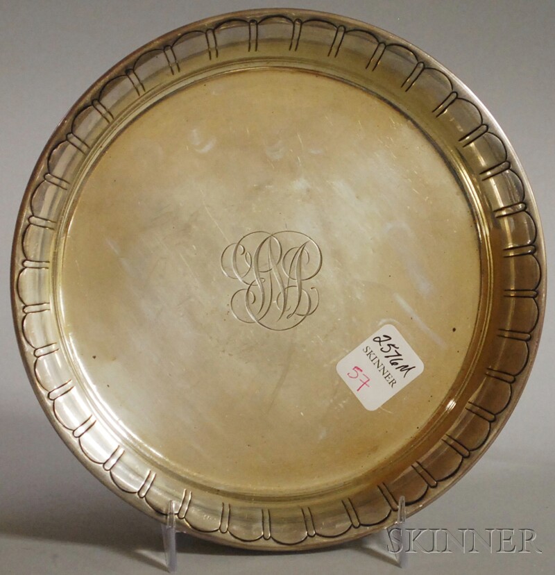 Appraisal: Small International Sterling Silver Salver monogrammed approx troy oz dia