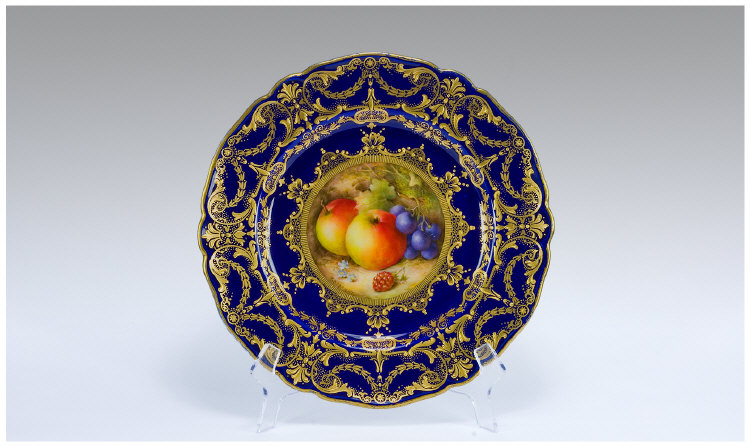 Appraisal: Royal Worcester R Sebright Fruit Cabinet Plate With hand painted