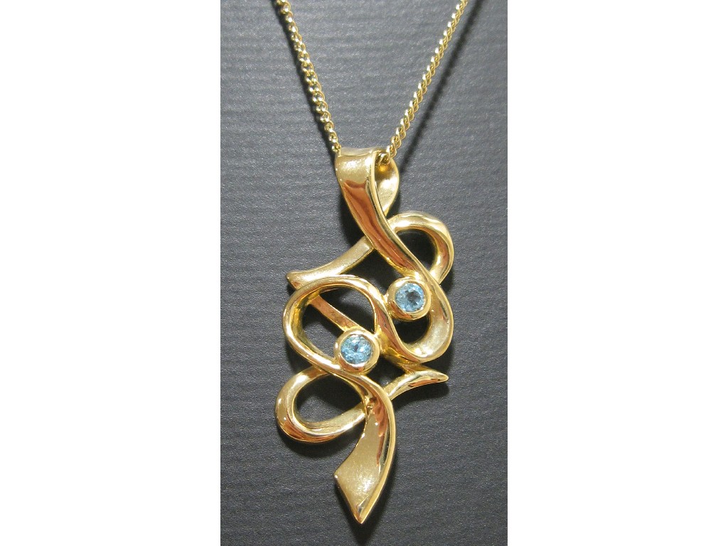 Appraisal: Clogau gold blue topaz set pendant on ct gold neckchain