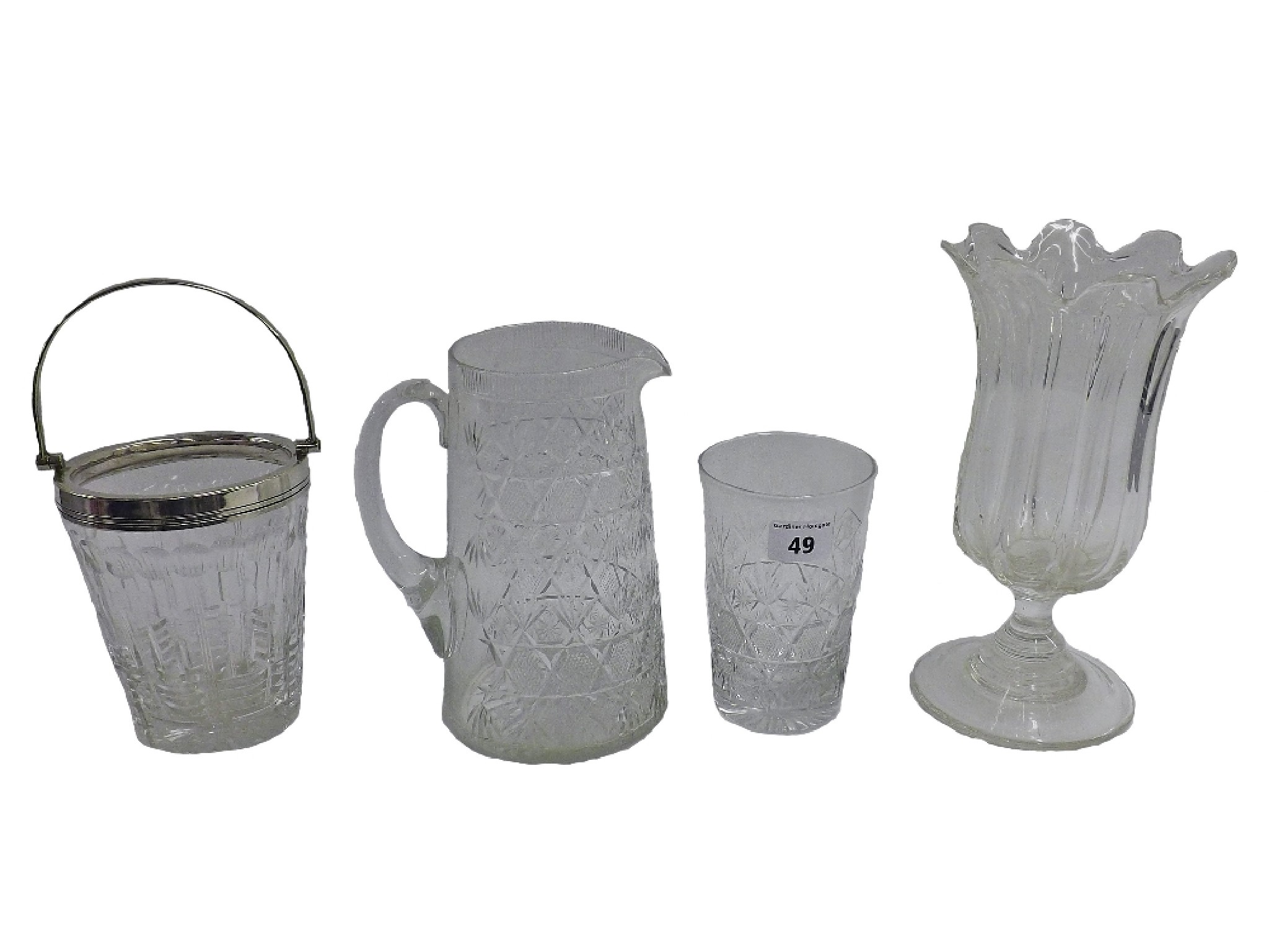 Appraisal: Good quality cut glass jug and pint glass with hobnail