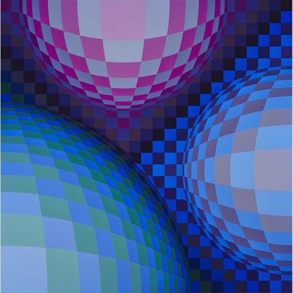 Appraisal: Victor Vasarely - TRIOND Hungarian French Colour silkscreen with Denise