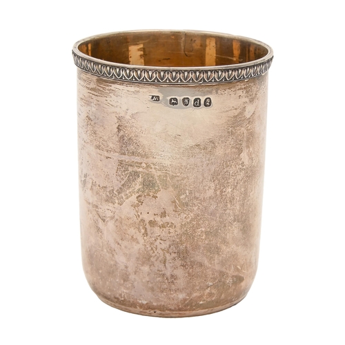 Appraisal: A George III silver beaker with applied egg-and-dart rim interior