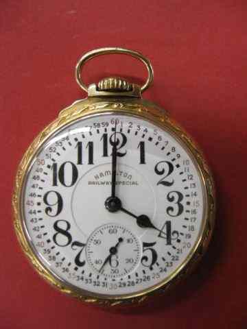 Appraisal: Hamilton Railroad Pocketwatch model -B jewels openface gold-filled case size