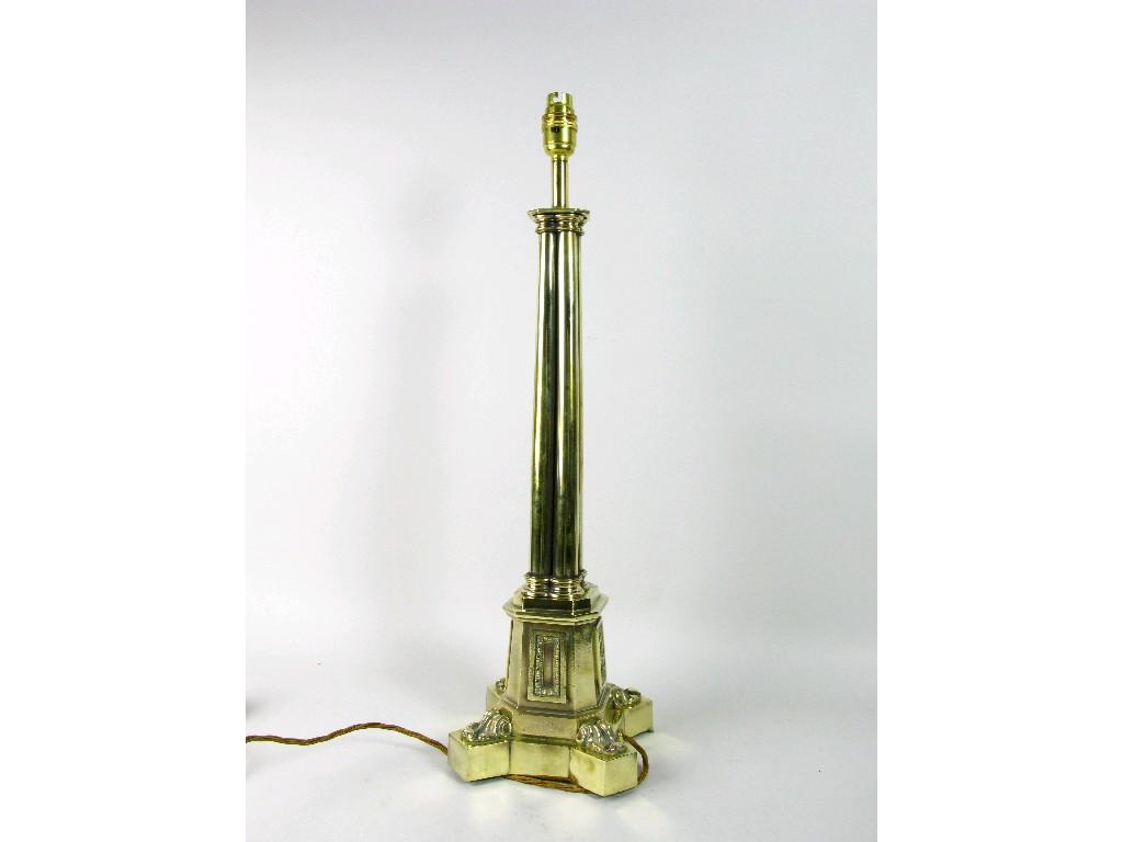 Appraisal: A th Century brass cluster column Table Lamp on octagonal