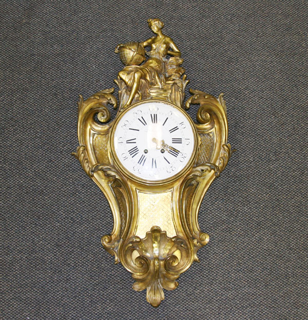 Appraisal: DeTouche French gilt bronze wall clock Impressive thC timepiece from