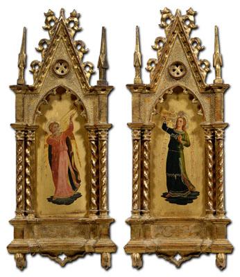 Appraisal: Pair Italian gothic frames central panels with angels playing horns