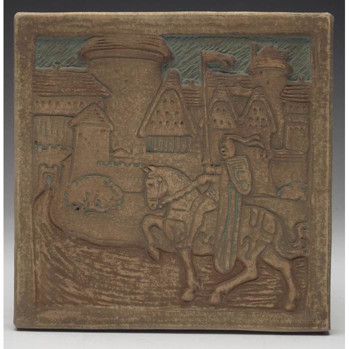 Appraisal: Batchelder tile design of a knight on horseback riding up