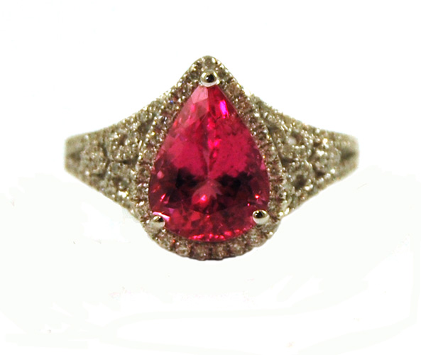 Appraisal: PINK TOPAZ DIAMOND AND WHITE GOLD RING The k white