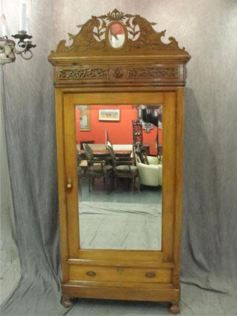 Appraisal: Oak Mirrored Armoire From a White Plains home Dimensions w