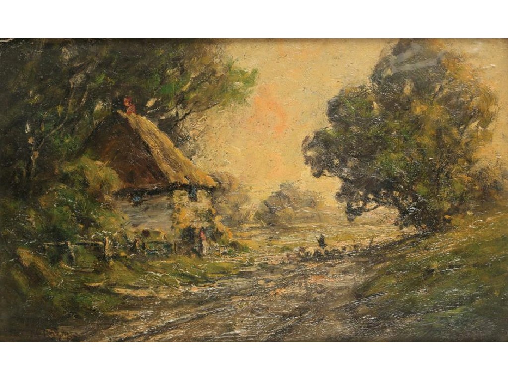 Appraisal: M CAZIN A shepherd with his flock on a road