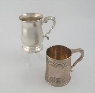 Appraisal: A modern tapering mug with an upper and lower band