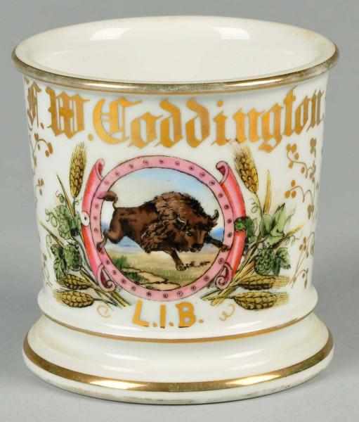 Appraisal: Fraternal Shaving Mug Description Gilt name F W Coddington For