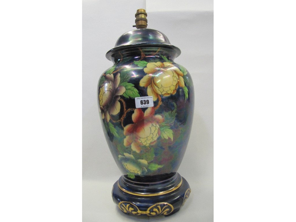 Appraisal: Large Maling style lampbase decorated with peonies