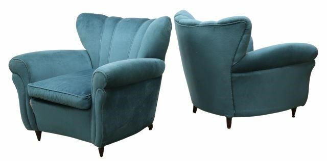 Appraisal: pair Italian mid-century modern club chairs attributed to Gio Ponti