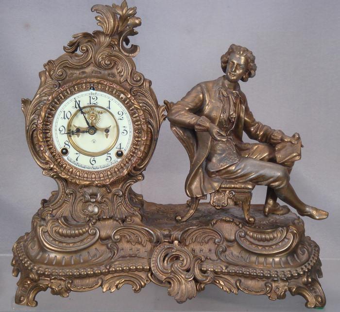 Appraisal: Ansonia figural white metal mantle clock Composer h w t