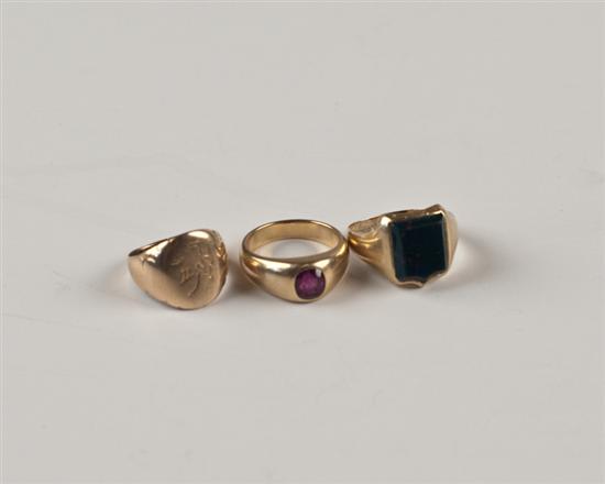 Appraisal: Three Gold and Stone Small Rings an K marked yellow