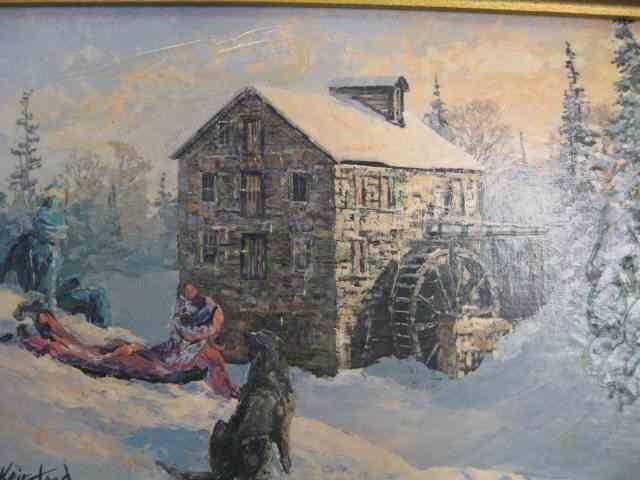 Appraisal: James L Keirstead Oil ''Christmas Time at theold grist mill