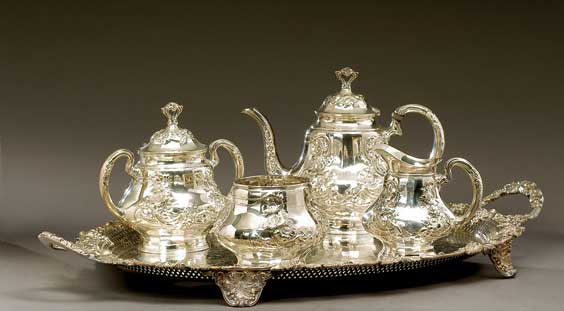 Appraisal: WALLACE STERLING SILVER TEA SERVICE American Sterling Silver four-piece tea