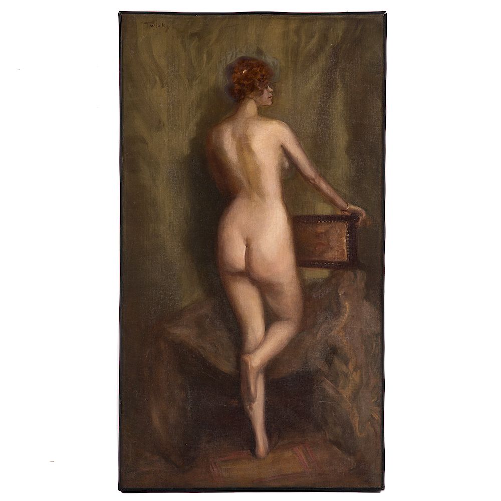 Appraisal: David Anthony Tauszky Standing Nude American - Oil on canvas