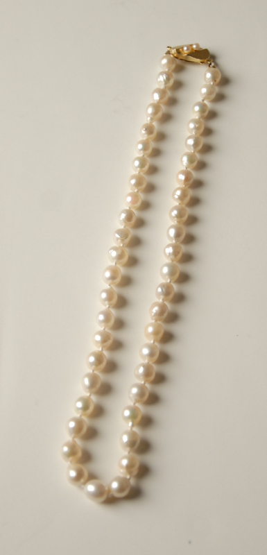 Appraisal: Saltwater Pearl Necklace strand of approximately mm to mm akoya-type