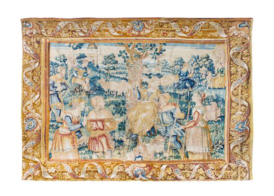 Appraisal: Sale Lot A Continental Wool Tapestry depicting a pastoral figural