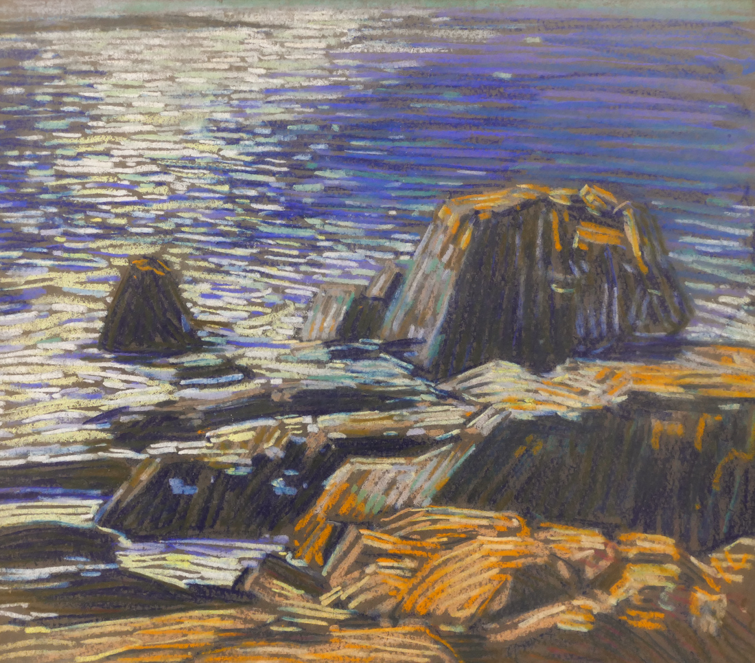 Appraisal: Charles Kaelin - Massachusetts ''Shore Rocks'' Pastel on Paper ''x