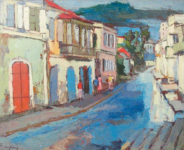 Appraisal: Oscar van Young American born A Street View of Dronningens