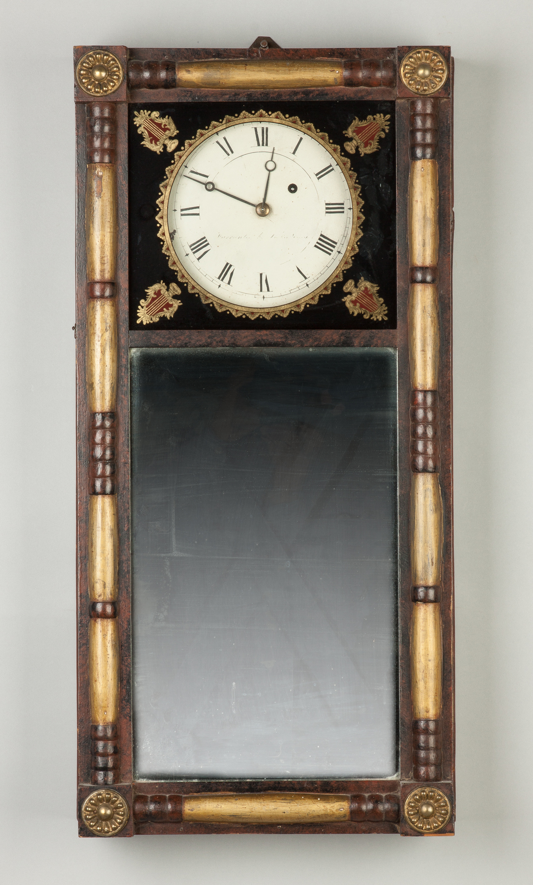 Appraisal: L W Noyes Mirror Clock New Hampshire Grain painted case