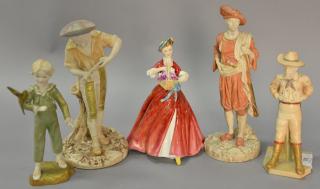 Appraisal: Five Royal Worcester porcelain figures including gold and bisque man