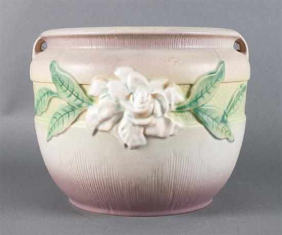 Appraisal: Roseville Gardenia jardiniere second quarter- th century silver haze gray