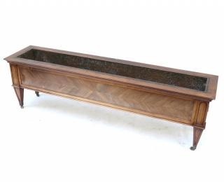 Appraisal: Regency Style Planter Rectangular dorm mahogany wood planter with metal