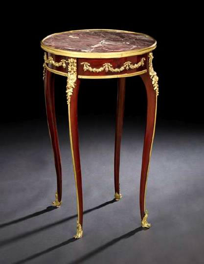 Appraisal: Louis XV-Style Mahogany and Marble-Top Occasional Table late th century