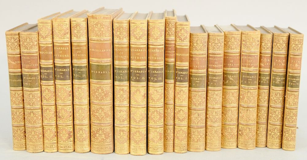 Appraisal: Works of Disraeli London full calf leather volumes Provenance Estate