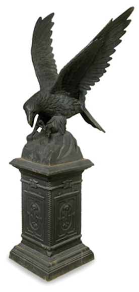 Appraisal: AN IMPRESSIVE PAIR OF FRENCH CAST IRON ARCHITECTURAL EAGLE SCULPTURES