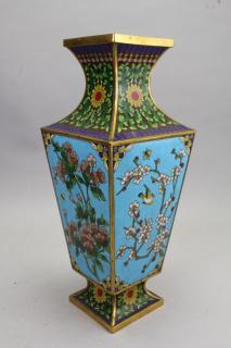 Appraisal: Bronze Chinese Cloisonne Vase Bronze Chinese Cloisonne Vase With cherry