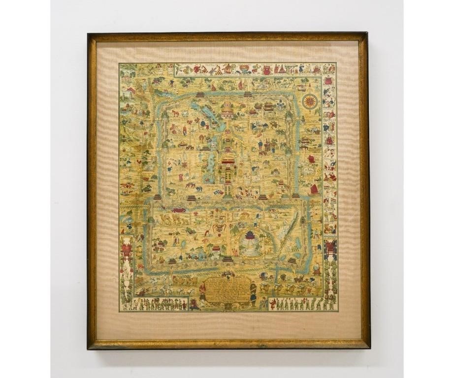 Appraisal: Frank Dorn colorful picture map of Peiping China mounted in