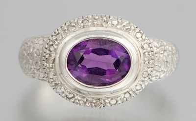 Appraisal: A Ladies' Amethyst and Diamond Ring k white gold ring