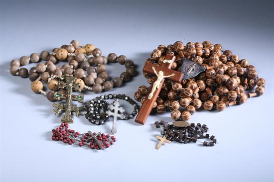 Appraisal: ASSORTED ROSARIES AND ITALIAN SILVER ROSARY RING Including crystal colored