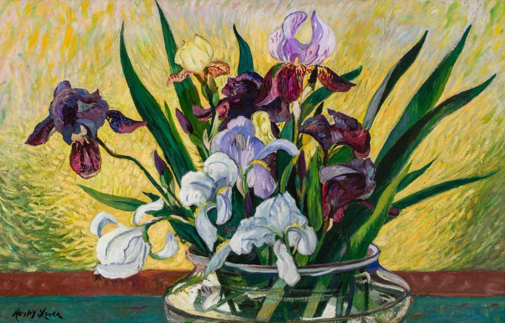 Appraisal: RICHARD HAYLEY LEVER American - Irises in a Glass Bowl