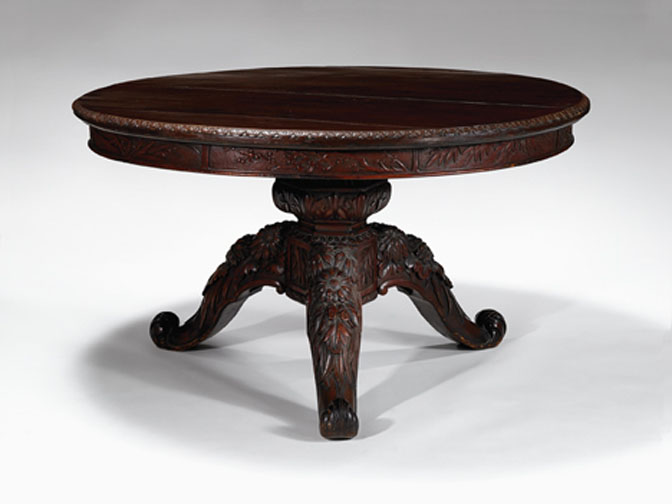 Appraisal: Suite of chinese carved fruitwood dining furniture Comprising of a