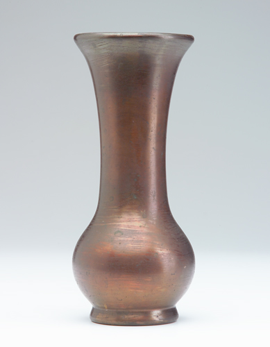 Appraisal: CLEWELL Copper-clad bulbous vase in a bronze patina Incised Clewell